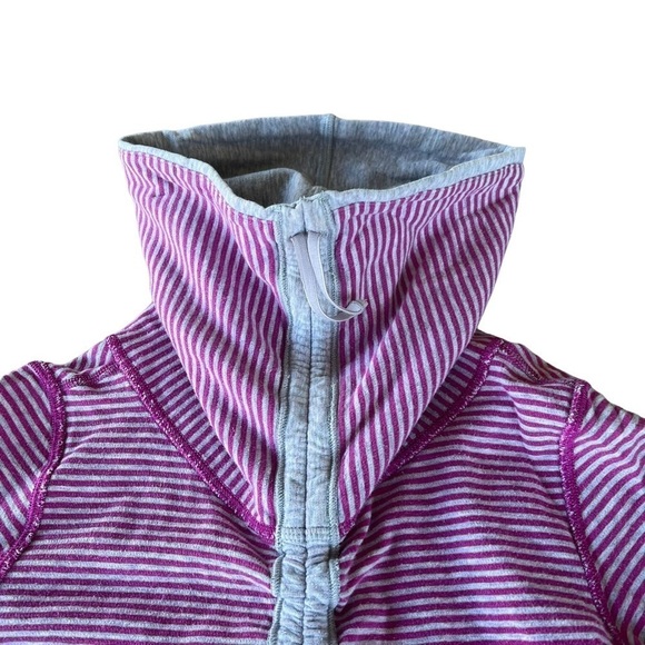 Lululemon In A Cinch Long Sleeve Stripe Funnel Neck Sweatshirt W3L88S Pink Gray - Picture 5 of 10